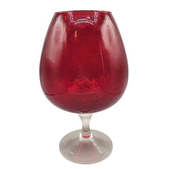 Red Optic Empoli Brandy Snifter Oversized 10" Stemware Barware Italy - Picture 3 of 7